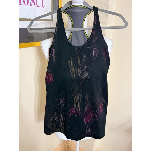 Lululemon Tops - Lululemon Cool Racerback Tank Top Moody Mirage Black Multi Floral Athletic Yoga